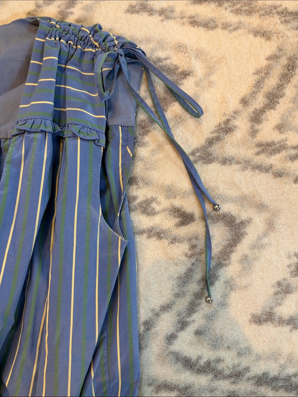 Veronica Beard Blue Striped Ruched Midi Dress - Picture 4 of 9